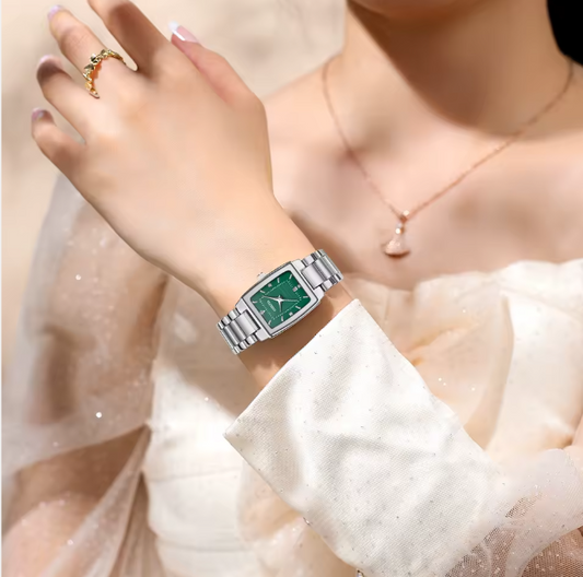 2026 Reloj de mujer plata negro acero inoxidable