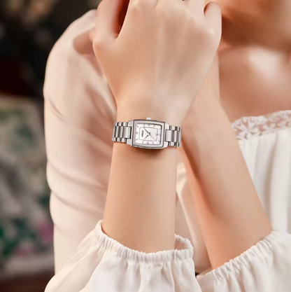 2026 Reloj de mujer plata negro acero inoxidable