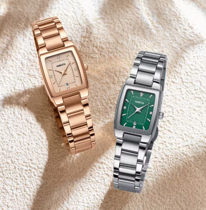 2026 Reloj de mujer plata negro acero inoxidable